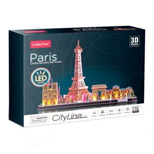 Трехмерный пазл CubicFun City line Париж с LED-подсветкой (L525h)