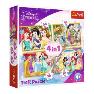 Пазли 4в1 Trefl Disney Princess Щасливий день 35-70 дет. (34385)