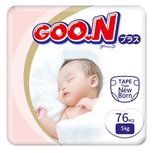 Подгузники Goo.N Plus для новорожденных NB до 5 кг, 76 шт. (21000626)