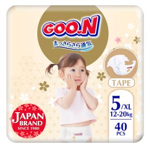 Подгузники Goo.N Premium Soft для детей 5, 12-20 кг, 40 шт., на липучках (F1010101-150)