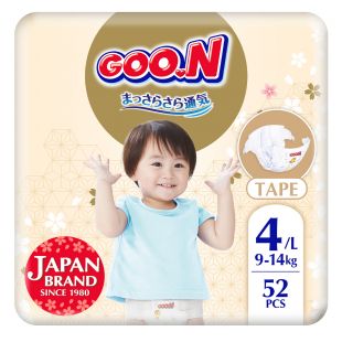 Подгузники Goo.N Premium Soft для детей 4, 9-14 кг, 52 шт., на липучках (F1010101-155)