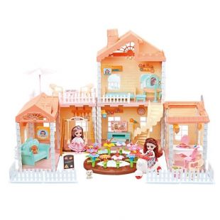 Домик кукольный Qixi Toys 2-этажный с куклами (668-43A)