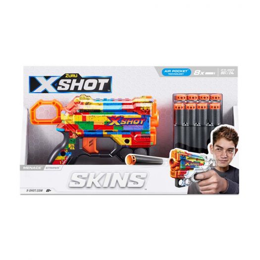 Замовити з доставкою  Швидкострільний бластер X-Shot Skins Menace Striper (36515N)  в більш ніж 30 містах України