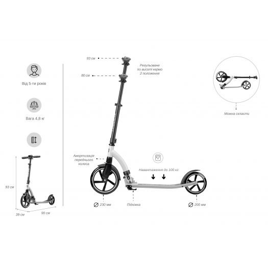 Купити  Самокат складний Miqilong Beagle (BEAGLE-200-GRAY) по Україні